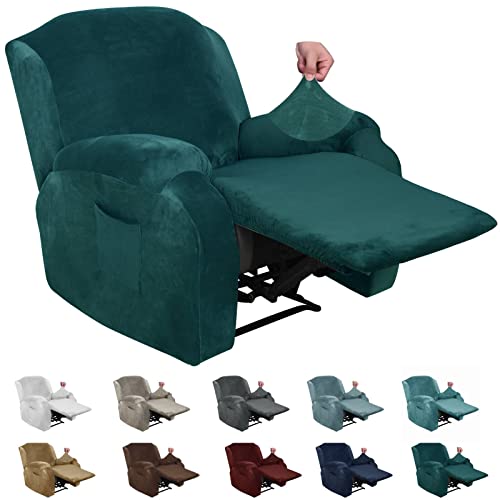 XINEAGE 4 Pieces Velvet Recliner Slipcover Stretch...