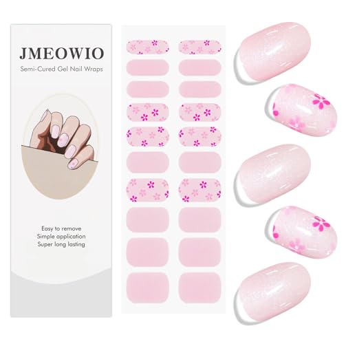 JMEOWIO Uñas de Gel Pegatinas Flor con Purpurina Pegatinas Uñas Gel Nail Art Stickers Decoración