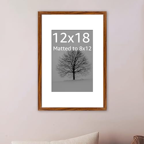 Image of Art Street Synthetic Document Large Size Wall Photo Frame, Set of 1 Big Frames For Wall Artwork, Certificates, Picture & Photographs Home Decor (12x18 Inch, Matted To: 8x12 Inch, Brown)