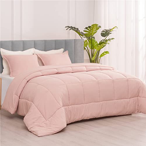 Recyco Twin/Twin Xl Comforter Set For College Girls Boys, Duvet Insert Bed Comforters & Sets With Pillow Sham, Lightweight Ultra Soft Quilted Down Alternative Comforter, Blush Pink #TOP1