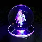 3D Crystal Ball Kamado Nezuko Anime Orbs Night Light for Kids Christmas Gift Bedroom Decor Demon Slayer Birthday Gift Spinning Colorful Lamp