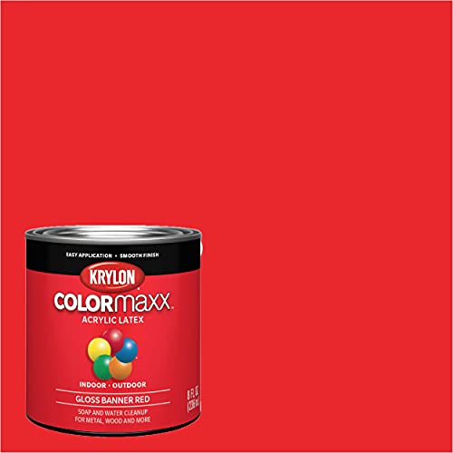 Image of Krylon K05616007 Colormaxx Brush On Paint, Quart, Banner Red