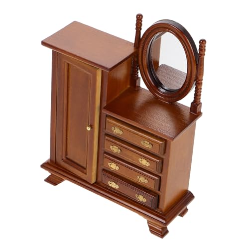 Toddmomy Muebles para Casa De Muñecas Tocador Dormitorio Mesa En Miniatura Accesorios para Casa De Muñecas Muebles para Casa De Muñecas Armario Marrón Claro