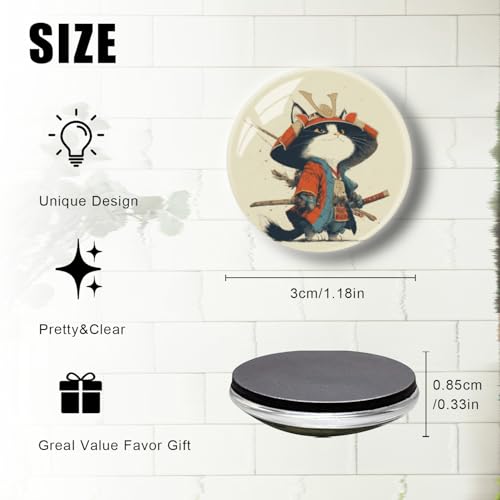 Imán decorativo de vidrio redondo con diseño de gato miniatura 2