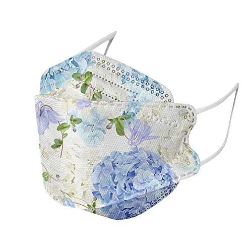 TIANMING 10 Stücke Erwachsene Mundschutz Fischform Einwegmaske Blumenmuster Masken Einweg 4-Lagen Mund und Nasenschutz Fisch-Form Atmungsaktiv StaubschutzmaskeMund-Tuch Cover