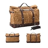 Stewlt 防水アウトドア旅行多機能 レトロなサイドショルダーバッグ バイクサイドバッグ 多機能キャンバスバッグ サイドポケット サドルバッグ ショルダーメッセンジャー ラック付きアドベンチャーバイクとスポーツ (カーキ) [並行輸入品]