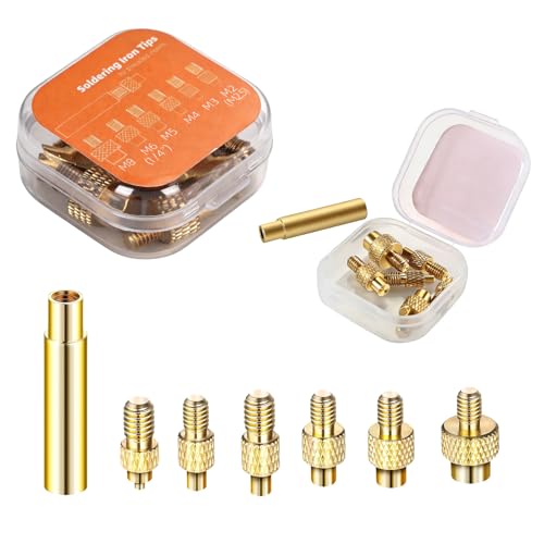 Ouitble Puntas de Soldadura Juego de Calor Puntas de inserción Universal 936 Cabezal de Soldador Material de latón para Piezas de Impresora 3D M2 M2.5 M3 M4 M5 M6 Insertos roscados