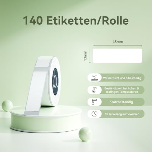 NIIMBOT Etykiety do oznaczania roślin na zewnątrz, tabliczki z roślinami, 13 x 45 mm, białe