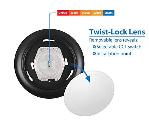 Image of NICOR Lighting RSD Selectable 5 /6 in. Black Surface Mount LED Downlight (RSD561120SBK)