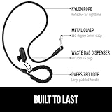 GORILLA GRIP Dog Leash, Heavy Duty Reflective Rope Leashes for Large, Medium, Small Breed Dogs, Puppy Training Essential for Walks, Hikes, Soft Handle, Rotating Metal Clip, Waste Bag Dispenser, Black