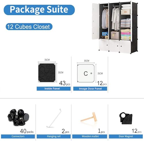 Image of Mevigo Foldable Plastic Wardrobe for Clothes - 12- Door Baby Cupboard for Clothes Storage, Wardrobe for Kids, Plastic Almirah, Collapsible Wardrobe for Kids Livingroom & Home (Blue-KTG2, 12- Door)