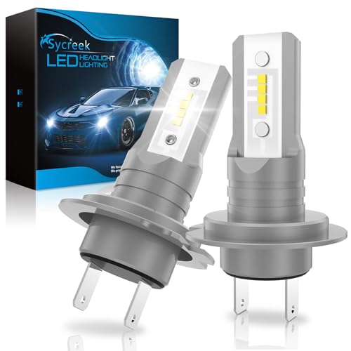 Sycreek Bombilla H7 LED,Actualizado 25000LM 6500K Blanco Coche Faros Delanteros Plug y Play,Reemplazo de HalógenaKit,2 H7 Bombillas