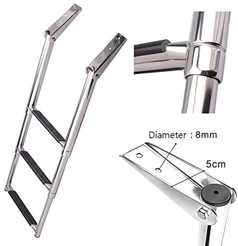 Scala telescopica per Barche, in Acciaio Inox, Estensibile, per Yacht/Piscina (4 gradini).