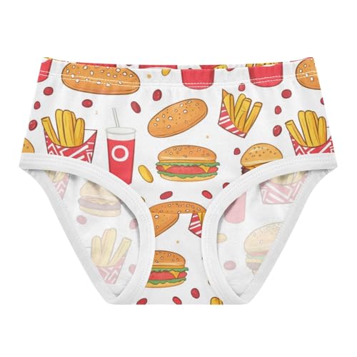 ZZKKO French Fries and Hamburger Girls Underwear Toddler Panties for Girls Comfort Brief Size 8Y