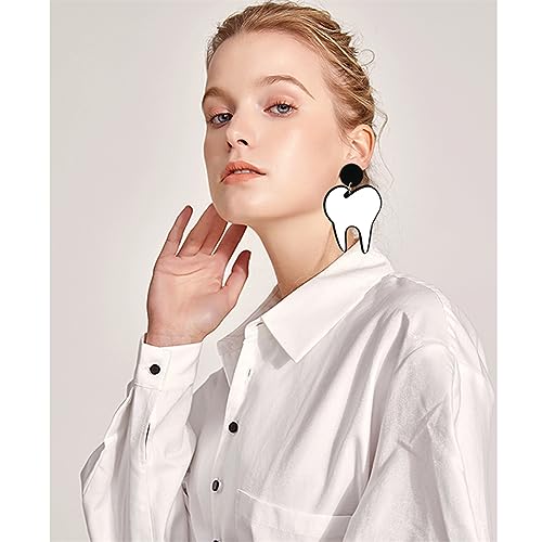 Funny Dental Creative Cute Big Teeth Earrings Exaggerated Handmade Tooth Model Medical Hygienist Dentist Gift for Dental Student Dental Assistant3