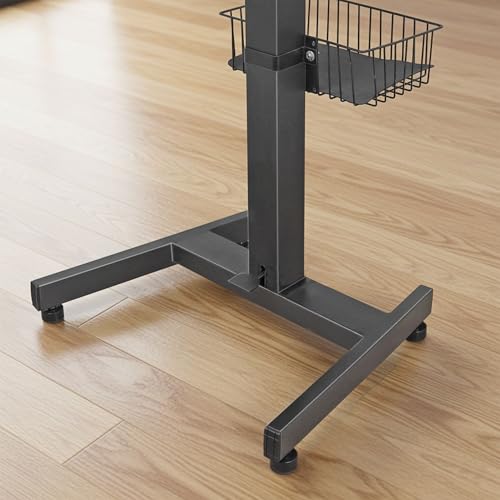 Image of Isomars Ergonomic Height Adjustable Laptop Table. Sit Stand Table with Lockable Wheels. Standing Desk for Home & Office with Adjustable Height (Black)