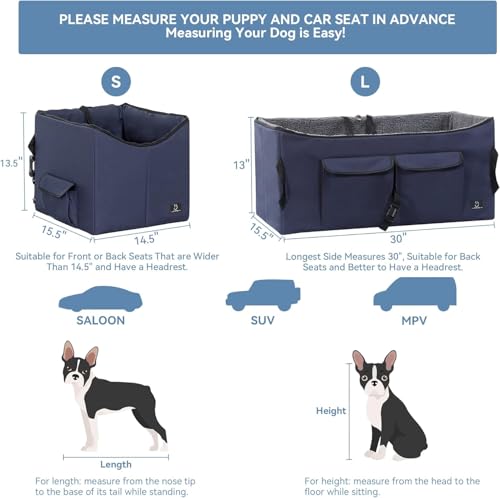 Image of A 4 Pet Dog Car Seat, Under 55 lbs, 2 Safety Belts & Storage Bags