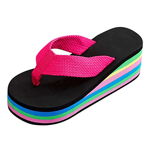 Generico Chanclas Mujer Mar Elegantes Cómodas Piscina Zapatos Chanclas Cuña Ligeras Ducha Antideslizante Zapatillas De Casa Suave Sandalias Playa Flip-Flops Ofertas Relámpago Del Día Mar, rojo, 40 EU