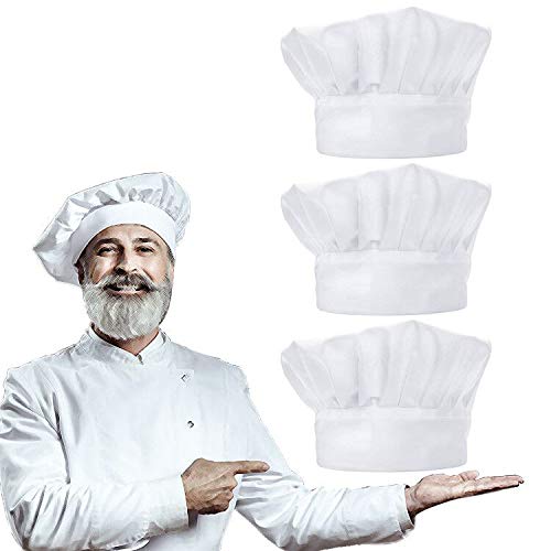 cococity Gorra de Cocinero Sombrero de Chef con Estilo Seta para Restaurante de Cocina Gorro de Cocinero Ajustable Elástico Color Blanco2PCS