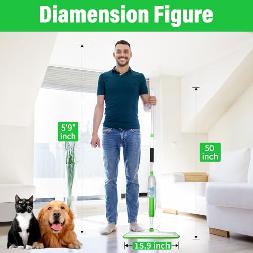 Image of Wet Spray Mop for Floor Cleaning with 14 oz Bottle & 3 Microfiber Pads | Refillable bottle, washable pads, dry /wet use for home or commercial cleaning on hardwood, laminate, wood & ceramic floors