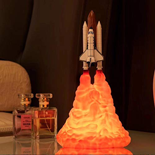 3D-Druck Space Shuttle Lampe mit USB-Akku und Mondlampen im Nachtlicht Geschenkideen für Weltraumliebhaber Raketenlampe (Shuttle Straight, 8,3 Zoll)