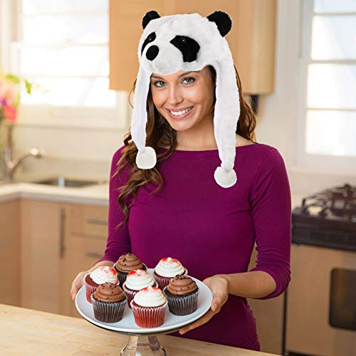 Amosfun Chapéu de Panda de Pelúcia Peles Artificiais Boné de Animal Novidade Inverno Quente Cachecol