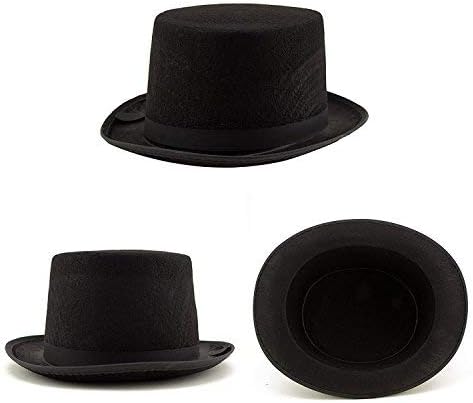 Adorox Sleek 5" Tall Felt Black Top Hat Halloween Fancy Costume Party Magician Ringmaster Unisex One Size (1 Black)