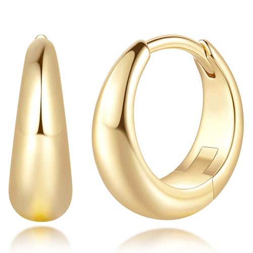 Gold Hoop Earrings for Women 14K Gold Earrings for Women Design Hypoallergenic Lightweight Gold Hoop Earrings Hoops 13 MM/18 MM/22 MM