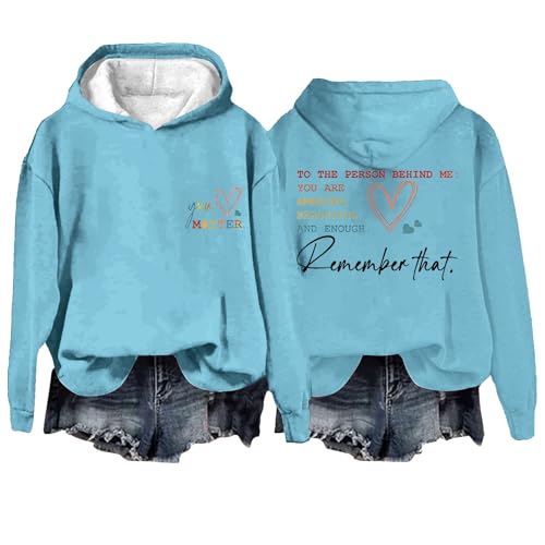 Sllowwa Sudadera con capucha de gran tamaño para mujer con texto en inglés «To The Person Behind Me» «To The Person Behind Me», sudadera unisex de manga larga, sudadera estética con bolsillos, 001