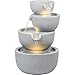 dobar® Gartenbrunnen Rama mit LED-Beleuchtung - Springbrunnen 4-stufig aus recyceltem PE - Kaskade für die Garten-Dekoration - 51 x 46,5 x 72,5 cm - Steingrau
