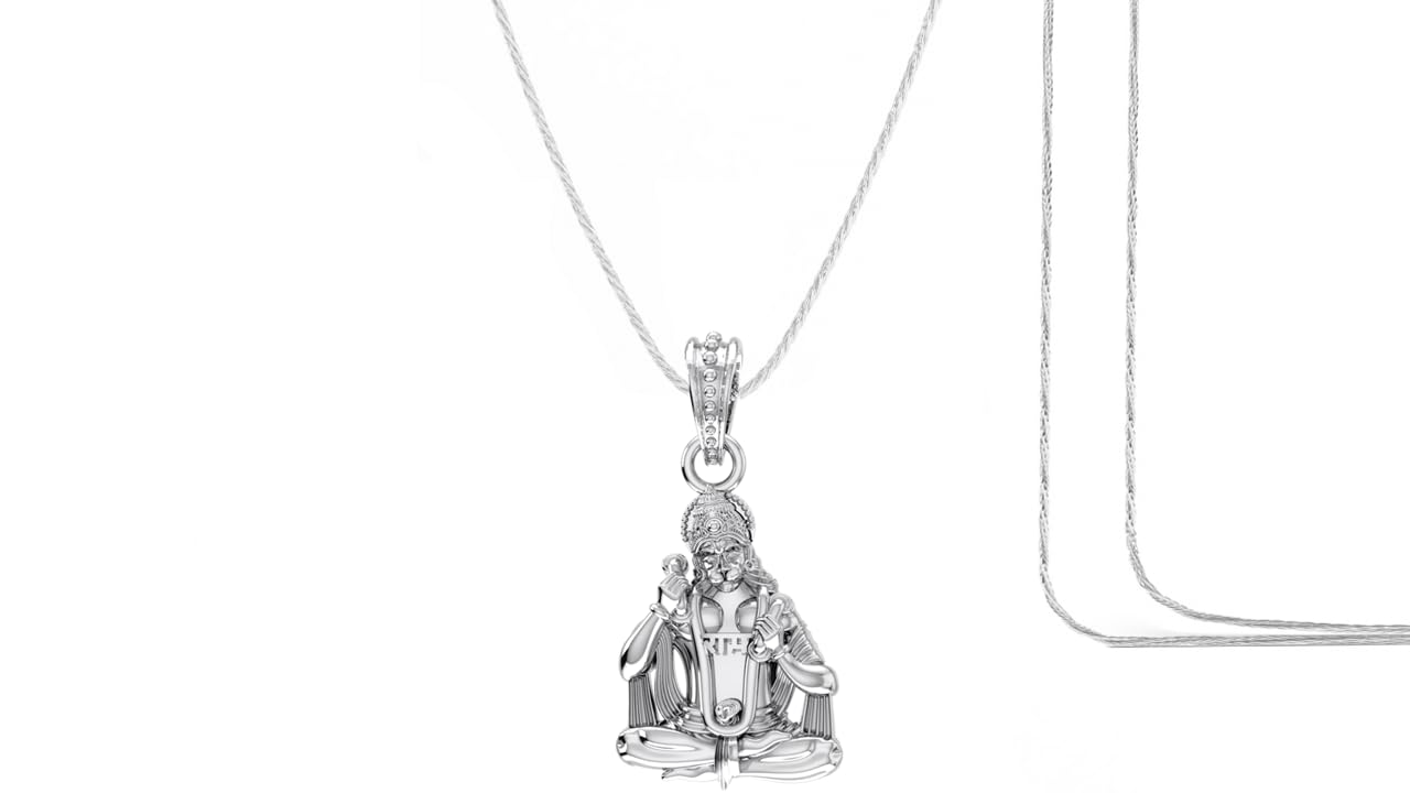 Médaillon Lord Bajrang Bali en argent, symbole de force intérieure