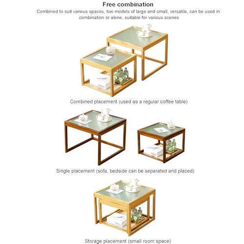Tables basses en bambou durables avec plateau de verre chic
