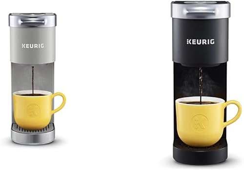 Keurig K-Mini Plus - Cafetera de cápsulas K-Cup de una sola porción, color gris estudio y cafetera K-Mini de una sola porción, color negro