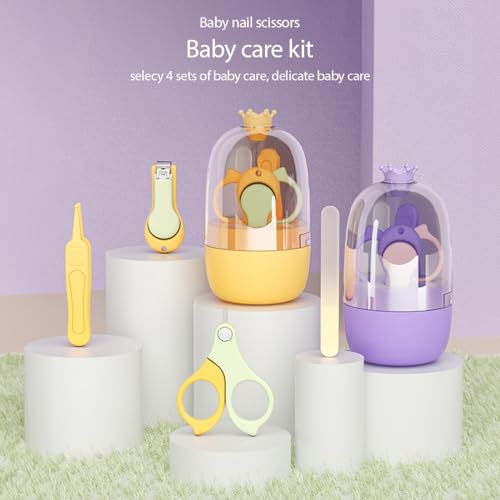 Image of StarAndDaisy 4-in-1 Newborn grooming kit for babies, baby nail scissors Nail Clipper, Tweezer & Nail Cleaning Sets, Toddler Manicure & Pedicure kit, Best Gift for Baby Girl and Baby Boy. (Purple)