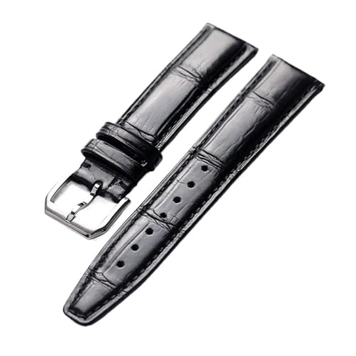 Bracelet montre cuir véritable 20-22mm noir vintage chic pour homme