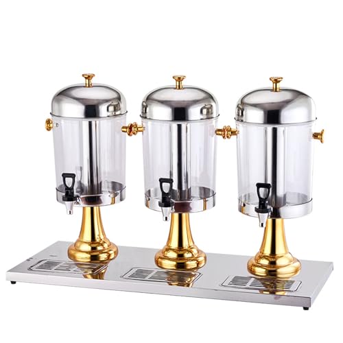 Dispenser per succhi in acciaio inox con serbatoio trasparente e contenitore per ghiaccio, isolamento a doppia parete per bevande calde/fredde, design facile da pulire per uso commerciale