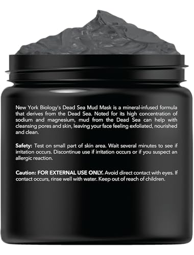 New York Biology Dead Sea Mud Mask for Face and Body | Spa Quality Pore Refiner for Oily Skin | Natural Skincare for Women & Men | Tighten Skin for A Healthier Complexion | 8.8 oz