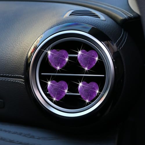 Image of 4 Pcs Heart Air Vent Clips, Cute Heart Car Air Fresheners Vents Clips Funny Cars Diffuser Vent Clips Car Interior Decor Charm Cute Cars Accessories,Decoration for Women (Purple)