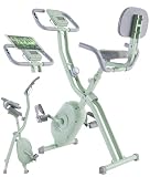 【MONOQLOベストバイ受賞】STEADY フィットネスバイク プレゼント エアロバイク 家庭用 静音 折り畳み Designed in Japan 独自開発の非接触式airホイール サイクリングマシン (グリーン, 02.背もたれあり(バイク本体のみ))