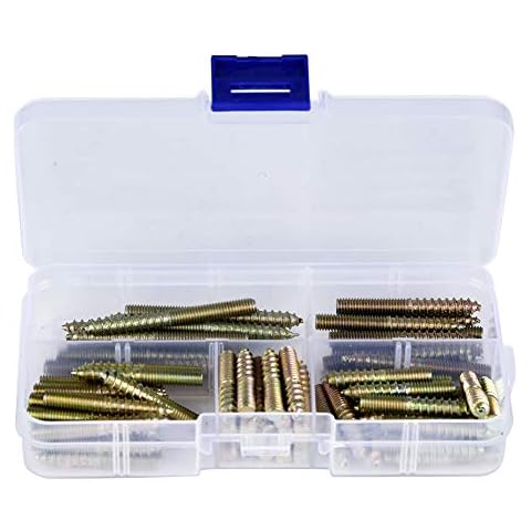 80pcs M5 Dowel Screw Woodworking Furniture Connector Double Ended Screw Hanger Bolt for Furniture Assembly, Woodworking Cover