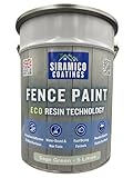 SIRAMICO COATINGS Fence Paint | 5 Litres | Waterbased ECO Resin Technology | 6 Luxury Colours | Smooth Matt Finish for outdoor wood protection | 10 Year Colour Guarantee (Sage Green)