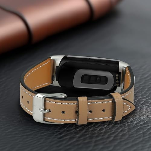 kwmobile Armband kompatibel mit Fitbit Charge 6 / Charge 5 - Echtleder Fitnesstracker Sportarmband Band