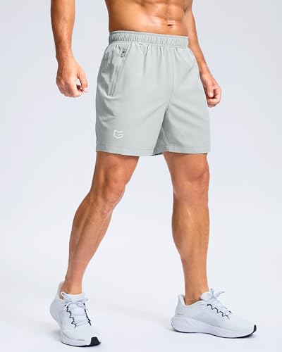 Image of G Gradual Men's Athletic Running Shorts with Zipper Pockets Quick Dry 7 inch / 5 inch / 9 inch Workout Gym Shorts for Basketball Hiking