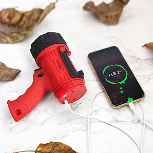 Buysight Rechargeable Spotlight Flashlight, Hand Held Spotlight 120000 Lumens Waterproof Flashlight Hunting Lamp With Red Filter #TOP4