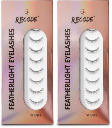 Image of Recode RE07 Featherlight Faux Mink Eyelashes-Transparent Band,10 Pairs (Pack of 2)