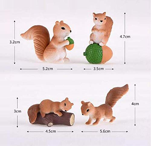 4 Pcs Squirrel Animal Figurine Ornament Home Ornament Decor, Garden Cake Top Decoration #TOP4