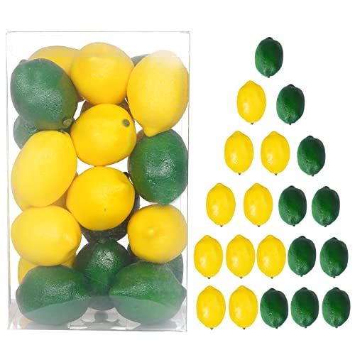 Maidprin 20 Pcs Fake Lemons Limes Artificial Fruit Faux Lemon Decorative Bowl Vase Filler Decoration For Home Kitchen Party Decor #TOP6