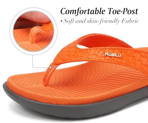 Image of KuaiLu Womens Flip Flops Arch Support Yoga Mat Cushioned Thong Sandals | Ladies Comfortable Walking Slides For Plantar Fasciitis Slip On Indoor Outdoor For Summer