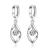 Dreamy Damen Ohrringe Rotierende Perle Ohrringe 925 Sterling Silber mit Zirkonia Creole Ohrstecker Ohrringe Hochzeit Engagement