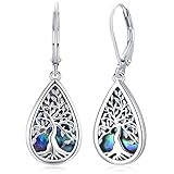 Tree-of-Life-Dangle-Earrings for Women, S925 Sterling Silver Fashion Drop Hook Jewelry Gift (Abalone